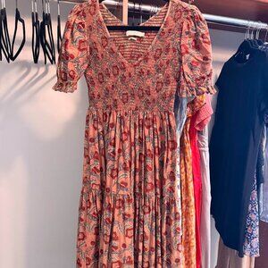 Christy Dawn The Brooklyn Dress Plum Flora Silk-Cotton SMALL